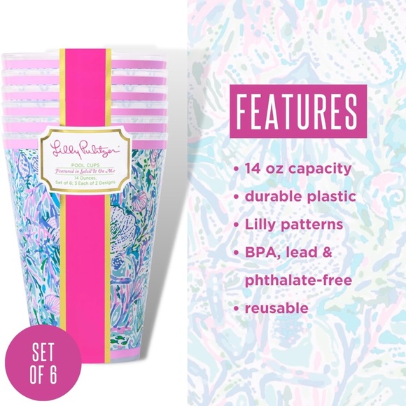 Lilly Pulitzer printed plastic pool cups - Picture 2 of 6
